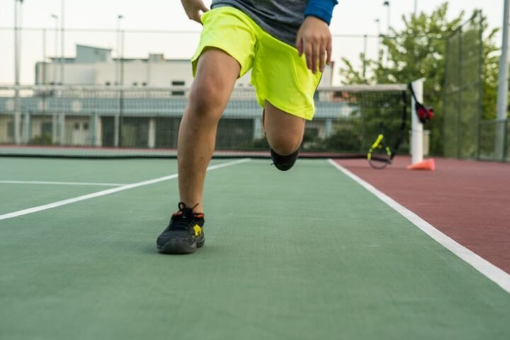 Running on a tennis court