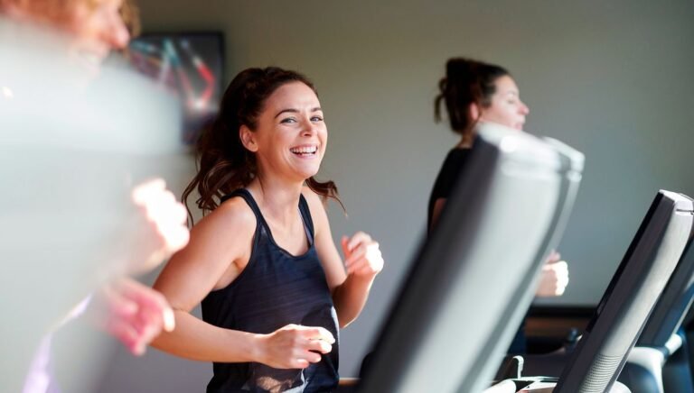 Woman running on treadmill